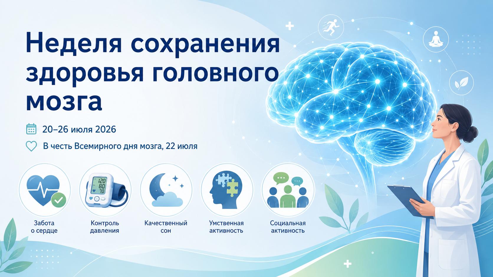 Неделя сохранения здоровья головного мозга (в честь Всемирного дня мозга 22 июля)